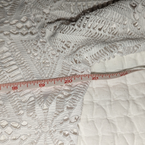 Sheer Crochet Lace Dress Mini Tunic Cover-up White Swimsuit 🤍 Beach - Picture 5 of 11